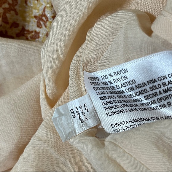 UNIVERSAL THREAD Women Midi Dress Smocking Cap Ruffle Sleeves Mustard Floral XS - Picture 10 of 14